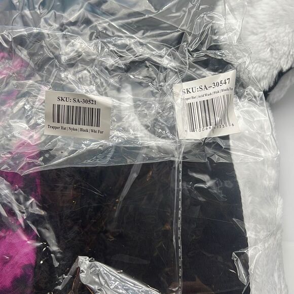 Trapper hat 2 hat bundle-NWT-nylon black & acid wash pink - Picture 4 of 4